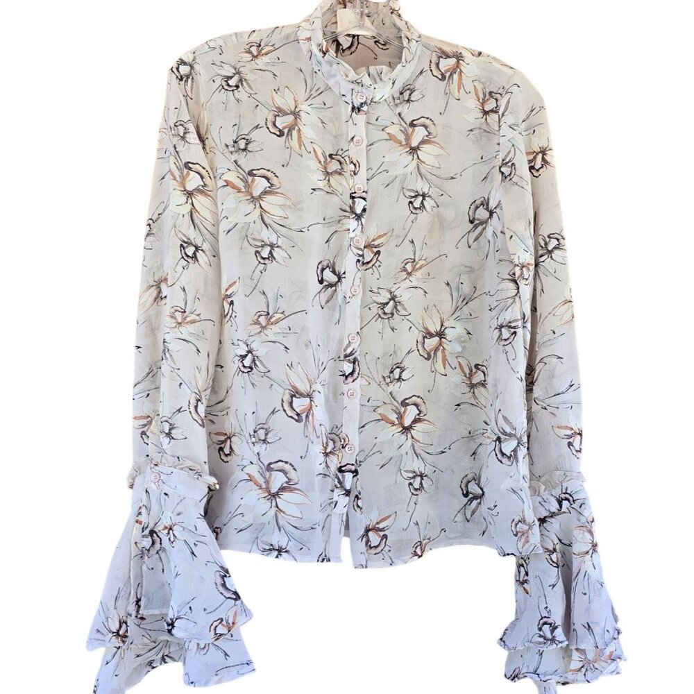 Vintage Floral‎ Print Blouse Reset By Jane Lightweight Size M COTTAGECORE